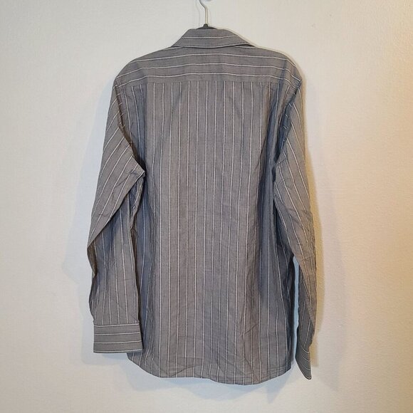 BOSS Hugo Boss Long Sleeve Button Up Dress Shirt Gray Stripe Pattern Size Medium - Picture 5 of 9